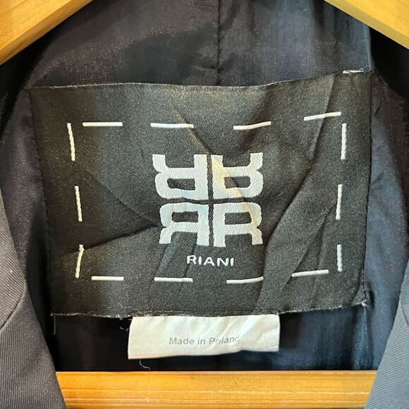 Riani Blazer Suit Jacket Navy Blue Basketweave Detail Wool Blend 12 - Picture 9 of 12